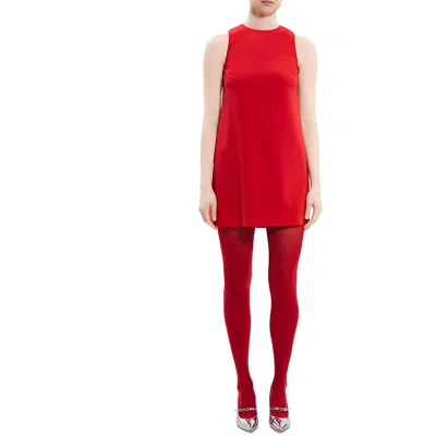 Theory Admiral Crepe Womens Sleeveless Loose Shift Dress In Red
