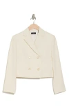 Theory Admiral Double Breasted Crop Blazer In Rice