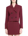 Theory Admiral Double Breasted Crop Jacket In Burgundy