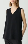 Theory V-neck Blouse In Admiral Crepe In Black