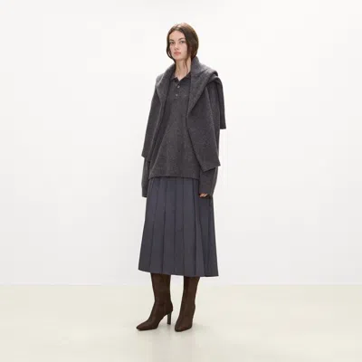 Theory Ainsle Tall Boot In Calf Hair In Gray