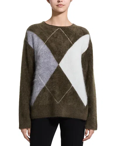 Theory Airy Brushed Argyle Merino Wool & Cashmere Sweater In Brown