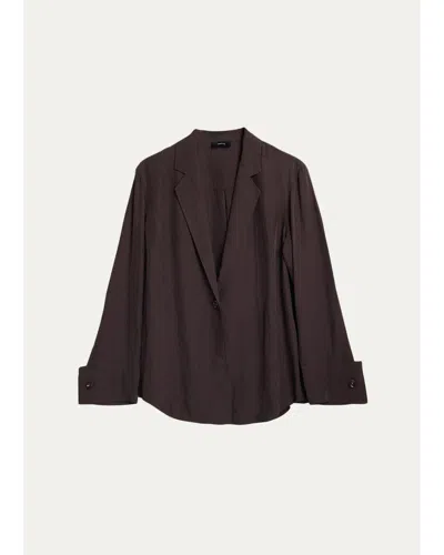 Theory Airy Single-breasted Blazer In Brown