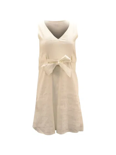 Pre-owned Theory Alfa V-neck Mini Dress In Neutral