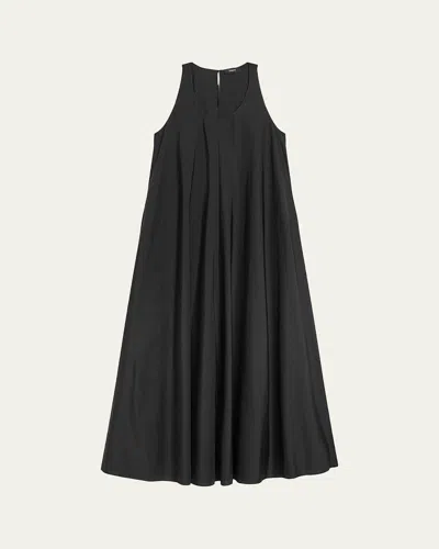 Theory A-line Cotton Tent Maxi Dress In Black