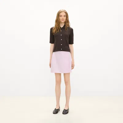 Theory A-line Mini Skirt In Sleek Flannel In Rose Mauve Melange