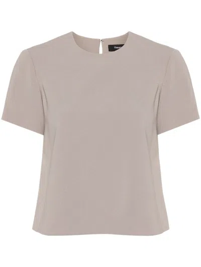 Theory Admiral Crepe Blouse In Beige