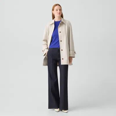 Theory A-line Trench Coat In Sleek Cotton In Neutral
