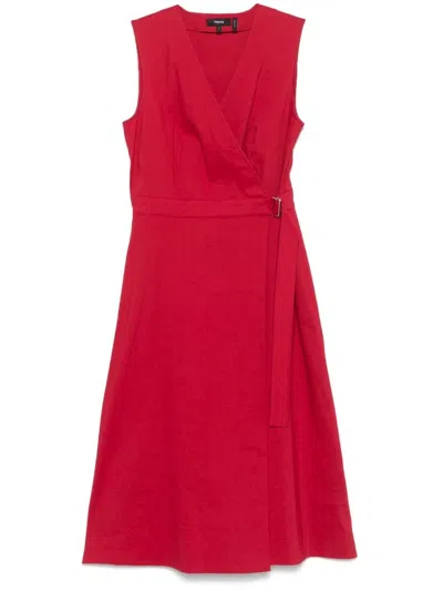 Theory A-line Midi Dress In Red