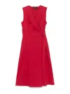 Theory Sleeveless A-line Wrap Dress In Good Linen In Red