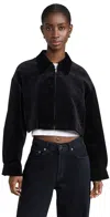 Theory Cropped Velvet A Line Jacket In Black