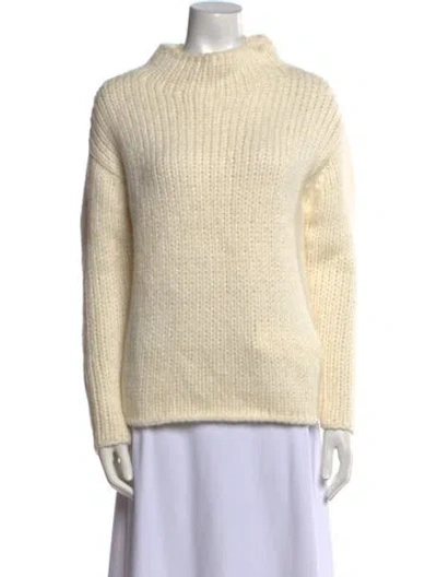 Pre-owned Theory Alpaca Mock Neck Sweater In Neutral