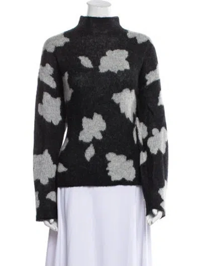 Pre-owned Theory Alpaca Printed Sweater In Black