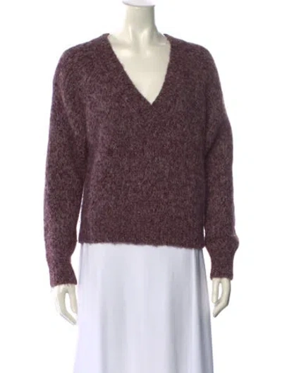 Pre-owned Theory Alpaca V-neck Sweater In Purple