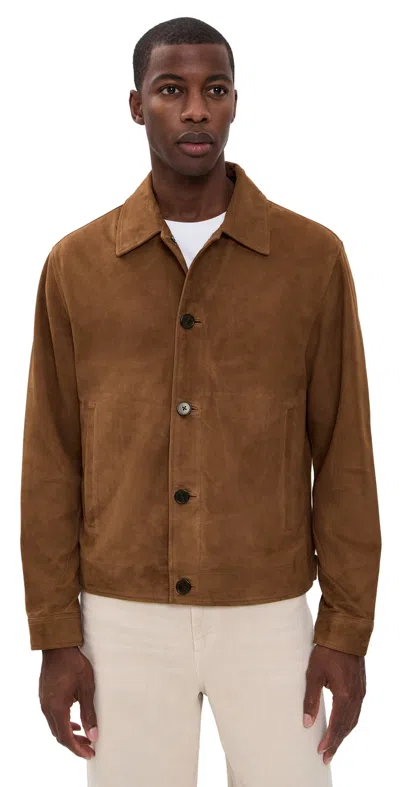 Theory Amos Suede Jacket Cafe In Brown