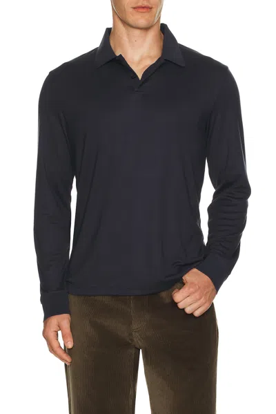 Theory Anemone Milano Goris Long Sleeve Polo In Blue