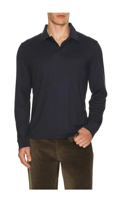 Theory Anemone Milano Goris Long Sleeve Polo In Black