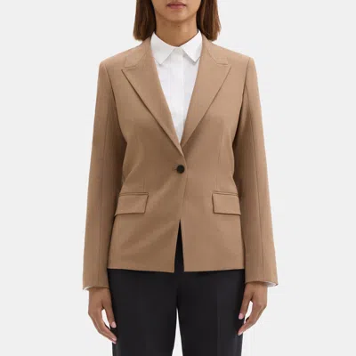 Theory Angled Blazer In Sevona Stretch Wool In Brown