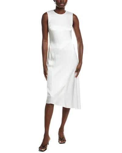 Theory Angled Seam Midi Dress In White