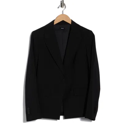 Theory Angled Stretch Wool Blazer In Black
