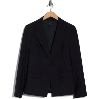 Theory Angled Stretch Wool Blazer In Black