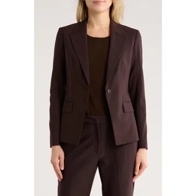 Theory Angled Stretch Wool Blazer In Brown