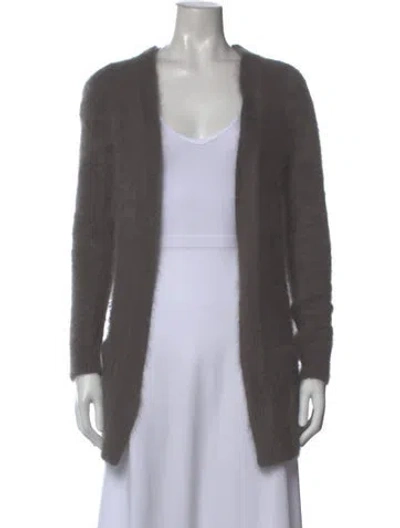 Pre-owned Theory Angora Open Front Sweater In Gray