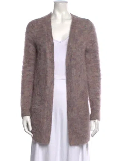 Pre-owned Theory Angora Open Front Sweater In Purple