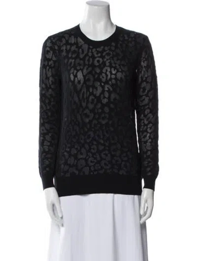 Pre-owned Theory Animal Print Crew Neck Sweater In Black