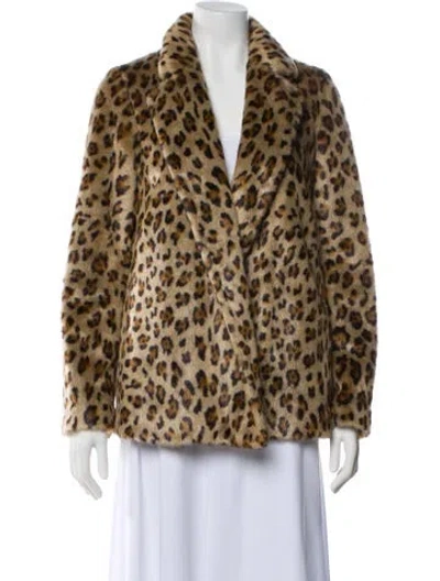 Pre-owned Theory Animal Print Faux Fur Coat In Neutral