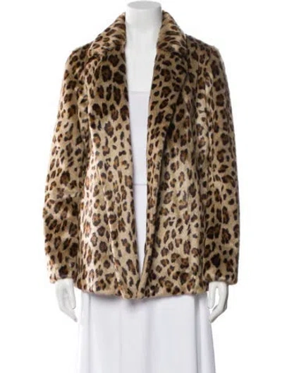 Pre-owned Theory Animal Print Faux Fur Jacket In Brown