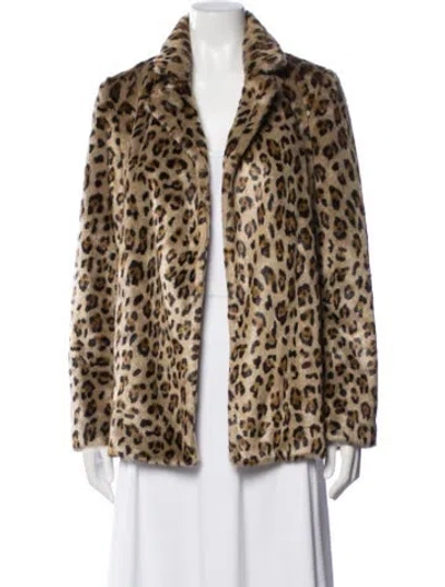 Pre-owned Theory Animal Print Faux Fur Jacket In Neutral