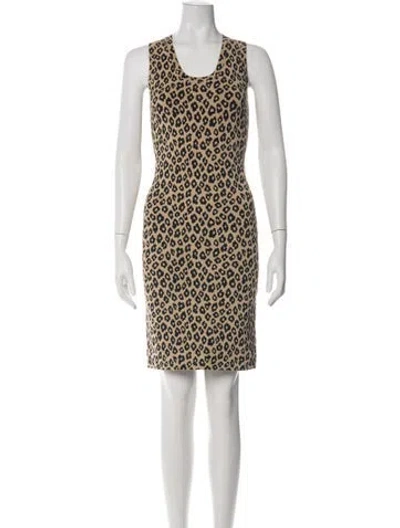 Pre-owned Theory Animal Print Knee-length Dress In Brown