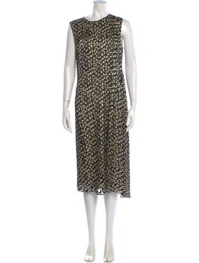 Pre-owned Theory Animal Print Long Dress In Brown