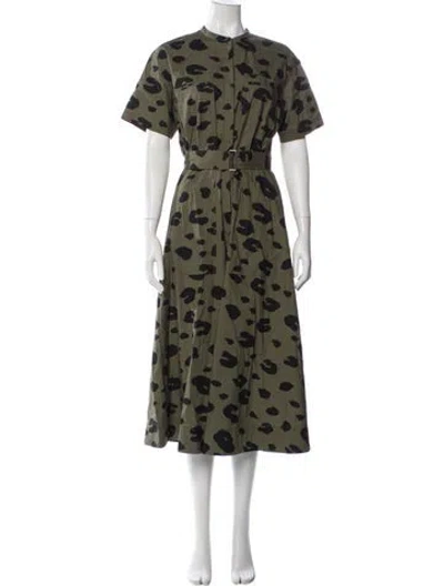 Pre-owned Theory Animal Print Midi Length Dress In Green
