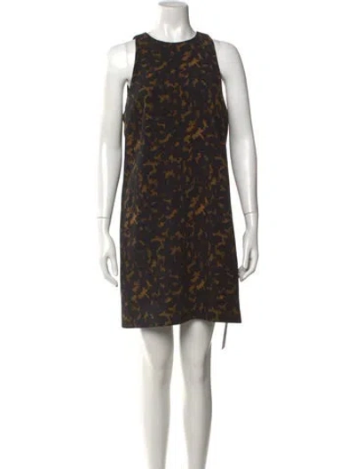 Pre-owned Theory Animal Print Mini Dress In Black