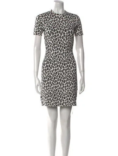Pre-owned Theory Animal Print Mini Dress In White