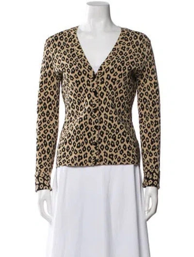 Pre-owned Theory Animal Print V-neck Sweater In Multicolor