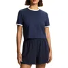 Theory Apex Organic Cotton Crop Ringer T-shirt In Nocturne Navy/ White - Xxg