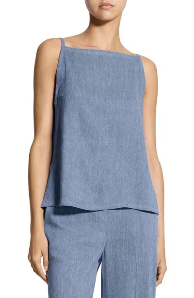 Theory Apron Front Linen Blend Twill Camisole In Blue