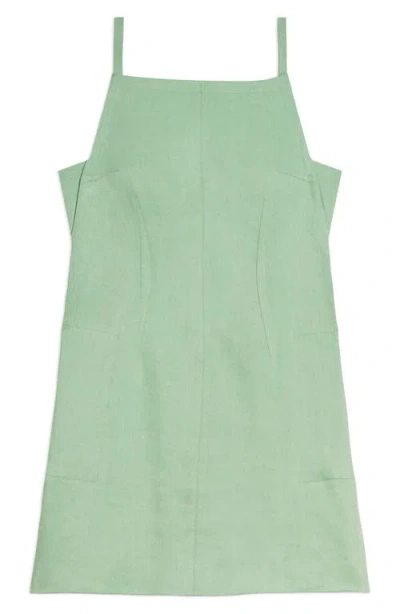 Theory Apron Linen Blend Minidress In Green