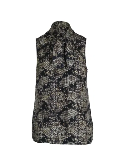 Pre-owned Theory Arilia Snake-print Lace Top In Gray