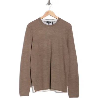 Theory Arnaud Merino Wool Crewneck Sweater In Brown