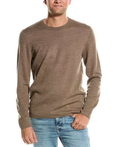 Theory Arnaud Wool Crewneck Sweater In Brown