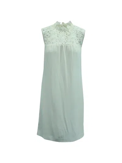 Pre-owned Theory Aronella Lace-panelling Sleeveless Mini Dress In White