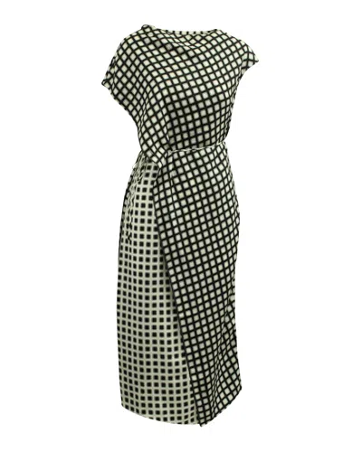 Theory Asymmetric Check Dress In Black Silk