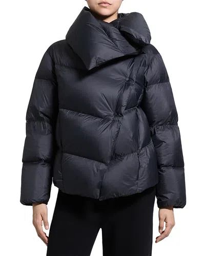 Theory Asymmetric Down Puffer Coat In Blue