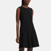Theory Asymmetric Drape Dress In Crepe In Black