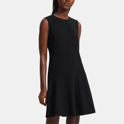 Theory Asymmetric Drape Dress In Crepe In Black