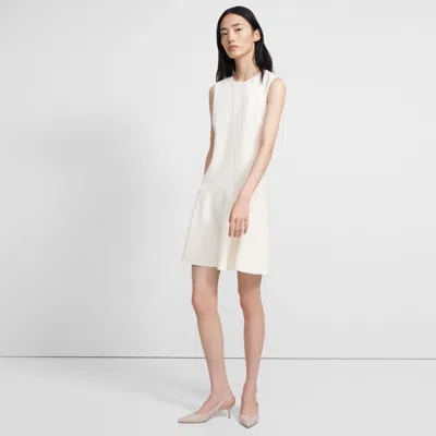 Theory Asymmetric Drape Dress In Crepe In Rice
